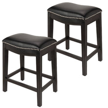 Load image into Gallery viewer, (CARD) FAUX LEATHER STOOL SET OF 2