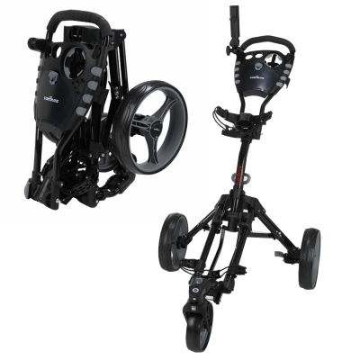 Caddymatic Golf 360 Degree SwivelEase 3 Wheel Folding Golf Cart Black