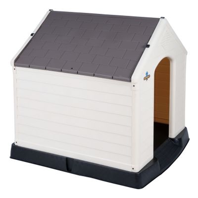 OPEN BOX Confidence Pet Large Waterproof Plastic Dog Kennel Outdoor House Brown