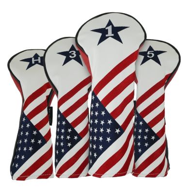RAM GOLF USA STARS AND STRIPES PU LEATHER HEADCOVER SET For DRIVER, #3 WOOD, #5 WOOD, HYBRID