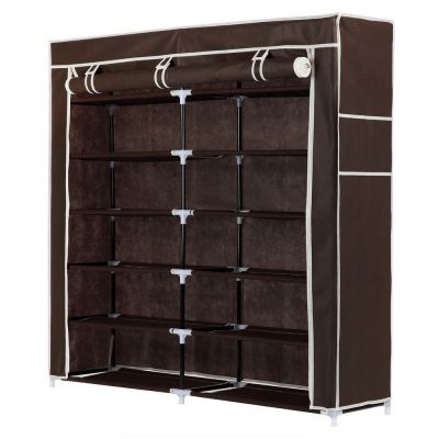 OPEN BOX Homegear XL Free Standing Fabric Shoe Rack / Storage Cabinet Dark Brown