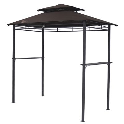 OPEN BOX Palm Springs Deluxe 8FT Double-Tier Barbecue Canopy / BBQ Tent Brown