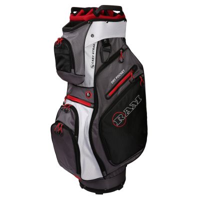Ram Golf FX Deluxe Golf Cart Bag with 14 Way Dividers Grey/White/Red