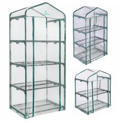 Palm Springs 2 / 3 / 4 -Tier Mini Greenhouse with Cover and Roll-up Zipper Door
